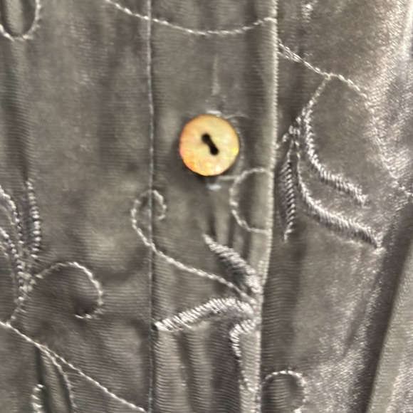 Embroidered Front Rayon Velvet Button Front Blouse Size L - Picture 5 of 7